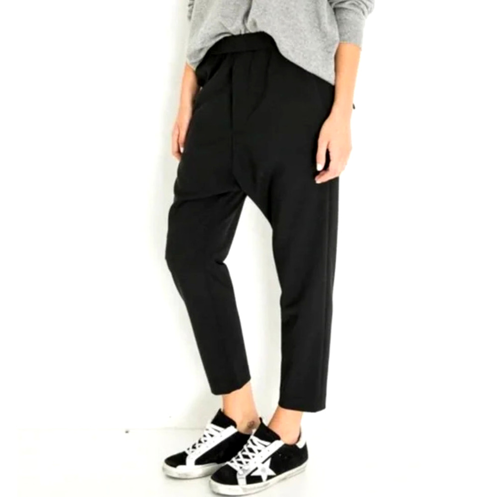 Nili Lotan 2 Wool Elastic Waist Paris Pants $495 Drawstring Slouchy Jet Black - Picture 10 of 10